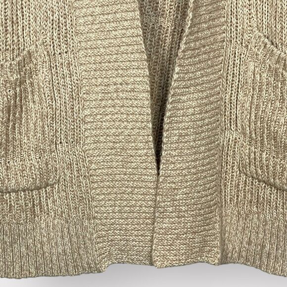 Lucky Brand Open Cardigan Women 1X Beige Knit Raglan Long Sleeve Pockets Q17 - Picture 8 of 16